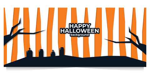 happy halloween banner, background template, vector illustration.