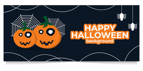 happy halloween banner, background template, vector illustration.