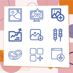 Simple set of 9 icons related to sum