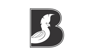 Letter B and bird illustration vector design
