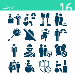 Simple set of 16 icons related to strained