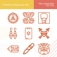 Simple set of comic related lineal icons.