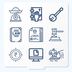Simple set of 9 icons related to legal