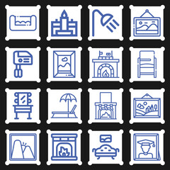 16 pack of couch  lineal web icons set