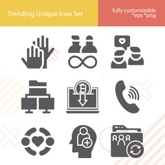 Simple set of mutual related filled icons.