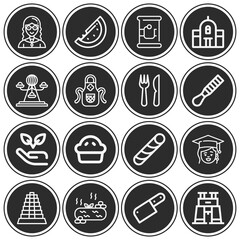 16 pack of lunch  lineal web icons set