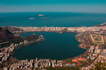 Foto da zona sul do Rio de Janeiro da lagoa rodrigo de freitas, vista aérea.