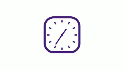 Amazing purple dark square clock icon on white background,12 hours clock isolated