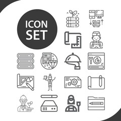 Simple set of waiter related lineal icons.