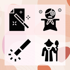 Simple set of witchcraft related filled icons