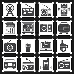 16 pack of stations  filled web icons set