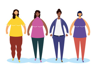 Obraz premium group of interracial women characters