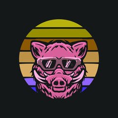 Retro sunset hog