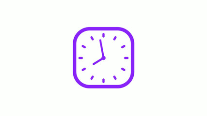 Amazing purple color square clock isolated on white background,New clock icon