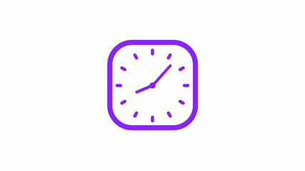 Amazing purple color square clock isolated on white background,New clock icon