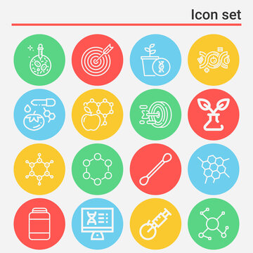 16 pack of genes  lineal web icons set