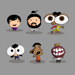 set of funny cartoon characters