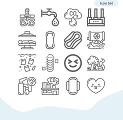 Simple set of emission related lineal icons.