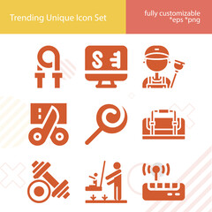 Simple set of statistical related filled icons.