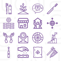 16 pack of absence  lineal web icons set