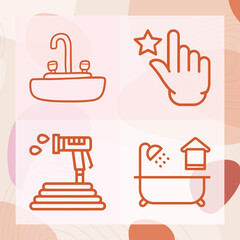 Simple set of tap related lineal icons