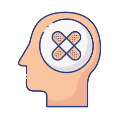 profile human with cure bandages flat style