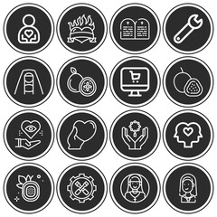 16 pack of devotion  lineal web icons set