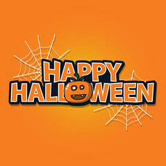 illustration of happy hallowen with cute character, good for sticker, banner tameplate etc.