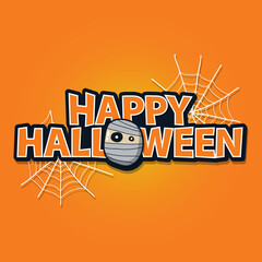 illustration of happy hallowen with cute character, good for sticker, banner tameplate etc.