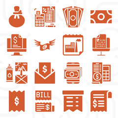 16 pack of impose  filled web icons set