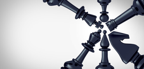 Leadership concept and business teamwork leader or team strategy as a 3D render.