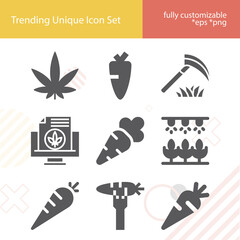 Simple set of catch crop related filled icons.