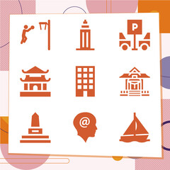 Fototapeta na wymiar Simple set of 9 icons related to temple
