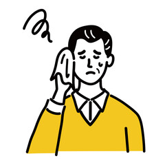 男性　シニア　ベクター　ポップ　困っている　冷や汗