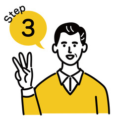 男性　シニア　ベクター　ポップ　ステップ　3