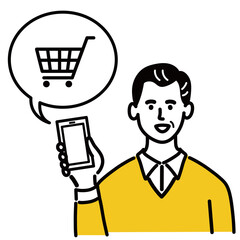 男性　シニア　ベクター　ポップ　ネットショッピング