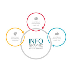 Vector infographic template, circle with 3 steps or options. Data presentation, business concept design for web, brochure, diagram.
