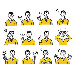 男性　シニア　ベクター　ポップ　セット