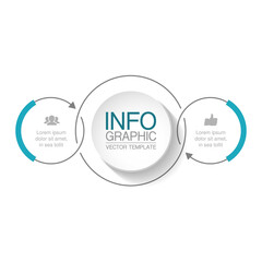 Vector infographic template, circle with 2 steps or options. Data presentation, business concept design for web, brochure, diagram.