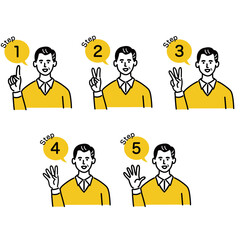 男性　シニア　ベクター　ポップ　ステップ　セット