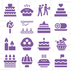 16 pack of candles  filled web icons set