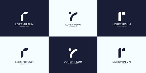 Set of abstract initial letter r logo design template. icons for business of luxury, elegant, simple. Premium Vector