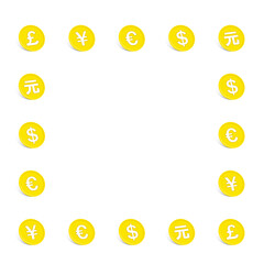 Currency illustration frame material. 通貨イラストのフレーム素材