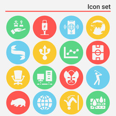 16 pack of ground  filled web icons set