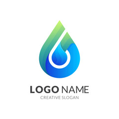 water drop logo with 3d style