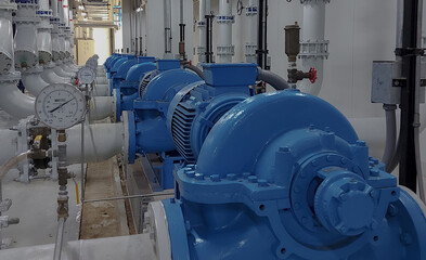 Electric motors driving water pumps.