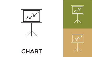 Editable Presentation Chart Thin Line Icon with Title. Useful For Mobile Application, Website, Software and Print Media.