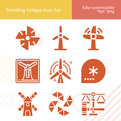 Simple set of blowing related filled icons.