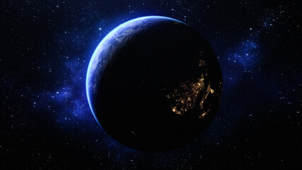 planet earth in the space - elements of this image furnished by NASA. 3D Render.