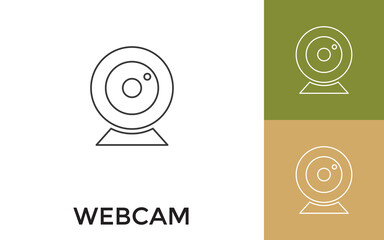 Editable Webcam Thin Line Icon with Title. Useful For Mobile Application, Website, Software and Print Media.